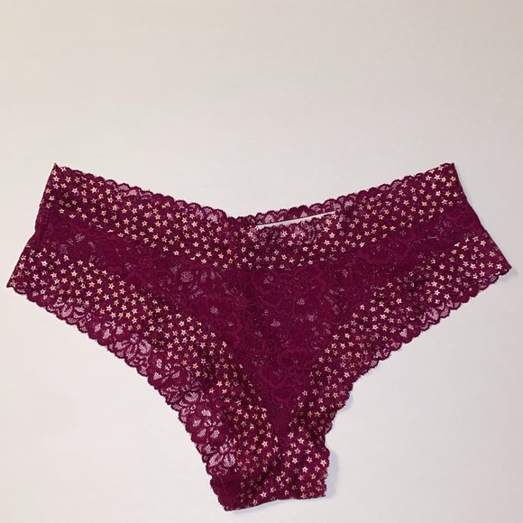 NWT Set Victoria's Secret Panty Sheer Lace HipHugger Beige Burgundy Maroon - Picture 6 of 9
